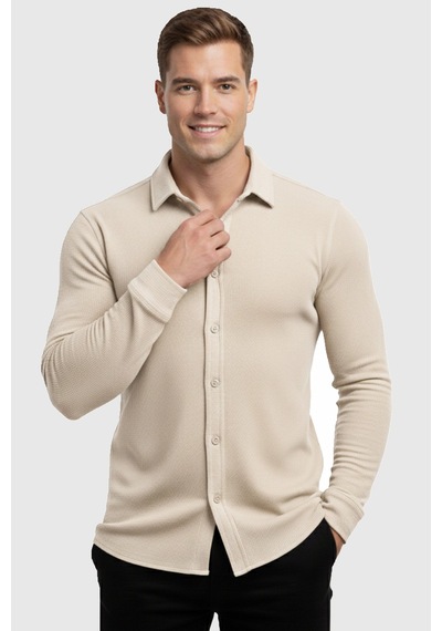Deepsea Bej Slim Fit Örme Kumaş Likralı Erkek Gömlek Nefes Alan Esnek Ve Modern Tasarım 2602604 Bej Deepsea Bej Slim Fit Örme Kumaş Likralı Erkek Gömlek Nefes Alan Esnek Ve Modern Tasarım 2602604 Bej