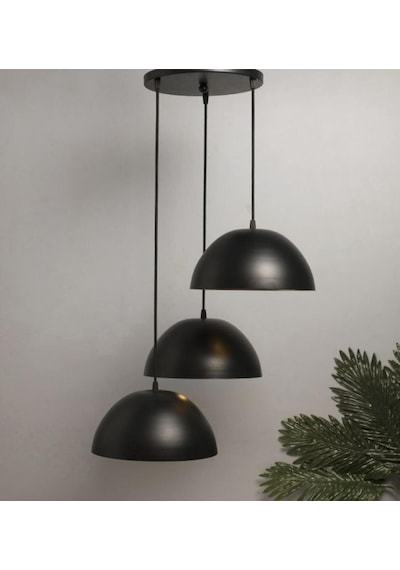 Mylightssiyah Üçlü Ömetal Sarkıt Avize Başlıklar 20 Cm
