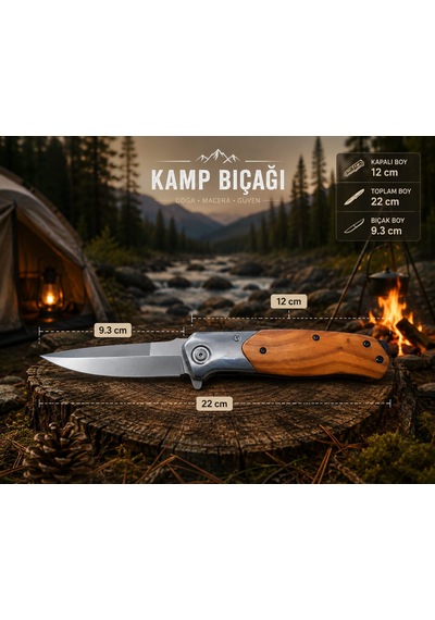 Kamp Bıcağı Çakı Şık Tasarım Açık Gri