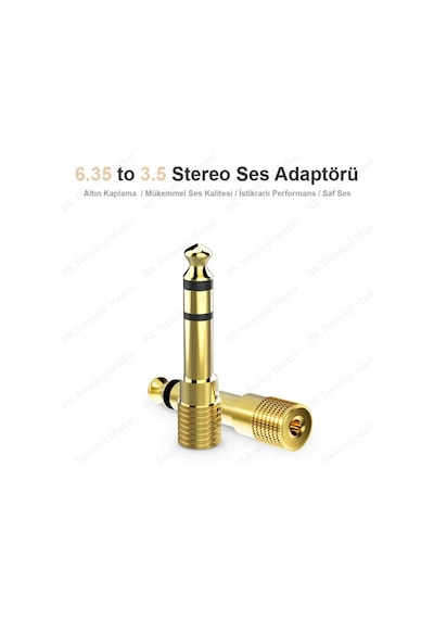 Yüksek Kalite 6.35 Erkek To 3.5 Dişi Stereo Ses Adaptörü Çevirici