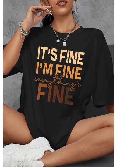 Unisex Fine Baskılı T-shirt Siyah