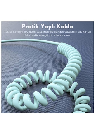 Usb Type C Lightning 4'ü 1 Arada 65w Pd Hızlı Şarj Data Kablosu 1.5m Spiral Çevirici
