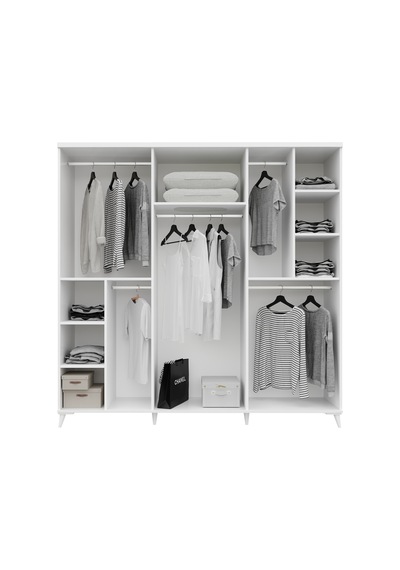 Paris 6 Kapaklı Komple Mdf Beyaz Gardırop