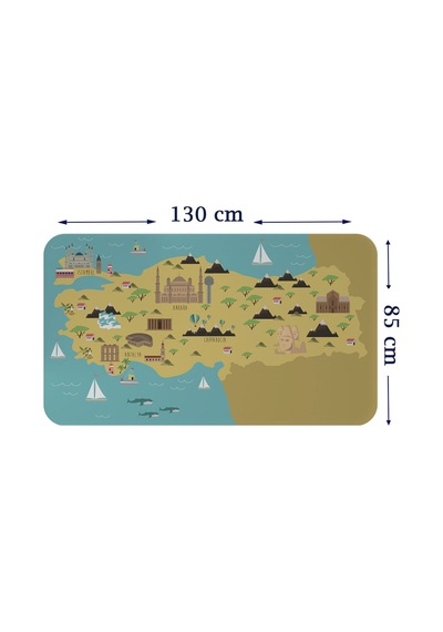Eğitici Ve Öğretici Cocuk Odası Türkiye Haritası Duvar Sticker-85x130-3877 Çok Renkli