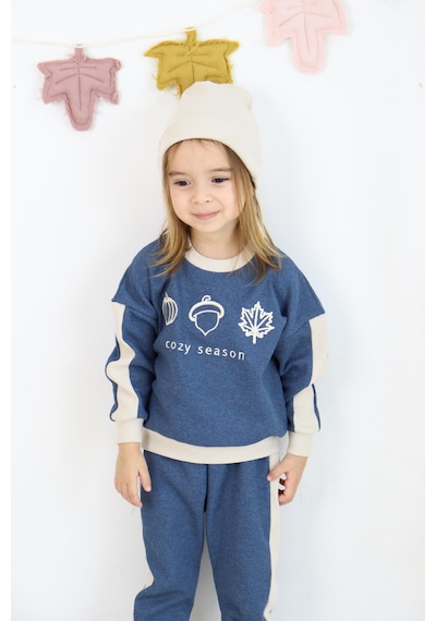 Miababy Cozy Nakış Baskılı 3lü Takım Mavi