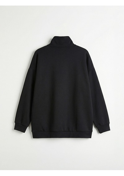 Lcw Modest Siyah Dik Yaka Oversize Kadın Sweatshirt