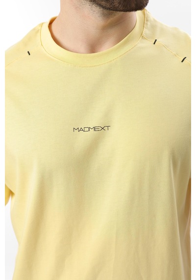Madmext Sarı Baskılı Nakış Detaylı Erkek T-shirt E7108 Sarı