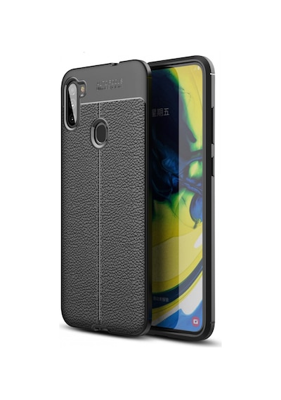Zhd Samsung Uyumlu Galaxy A11 Kılıf Focus Derili Silikon Siyah