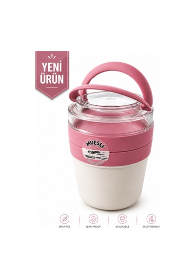 Emilahome Mıxme Muesli Cup 650 Ml Beslenme Kabı &yoğurt Kabı & Mama Kabı Pembe - 873535709 Pembe