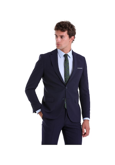 Hatemoğlu Lacivert D. Slim Fit Desenli Mono Yaka Klasik Takım Elbise Lacivert