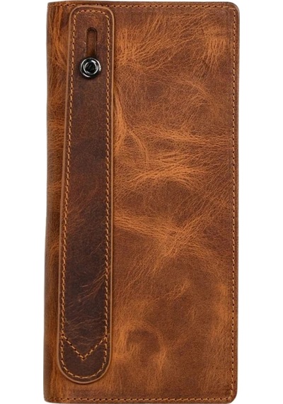 Mft Leather Hakiki Deri Unisex Telefon Bölmeli Cüzdan Golden 3367 Crazy Taba