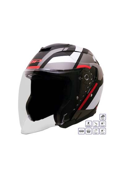 Gp Kompozit Mks009-gr Şeffaf Vizörlü Motosiklet Yarım Kask Çok Renkli