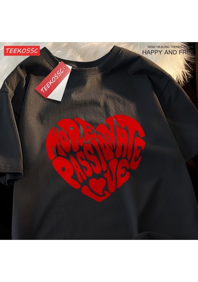 Startmore Y2k Vintage Tişört Tee Daha Tutkulu Aşk Baskı Siyah