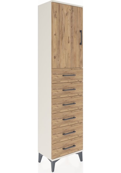 Arges Dolap 2 Raflı 6 Çekmeceli Tek Kapaklı 44x30x182 Aytaşı-çam Aytaşı