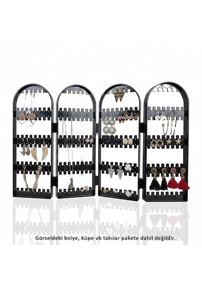 Microcase 4 Bölmeli Katlanabilir Takı Aksesuar Organizer Standı Al5461 Siyah