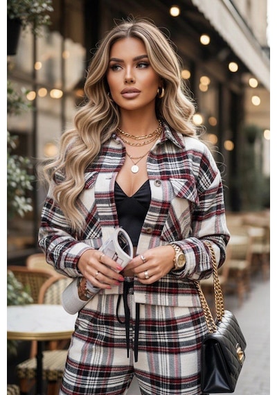 Asprin Fashion Kare Desenli Takım Renkli