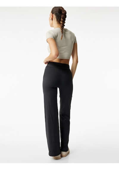 Koton Yüksek Bel İspanyol Paça Spor Eşofman Altı Siyah 6wak40204nk Siyah