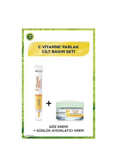 Garnier C Vitamini Parlak Aydınlatıcı Göz Kremi 15 ML + C Vitamini Parlak Günlük Aydınlatıcı Krem 50 ML