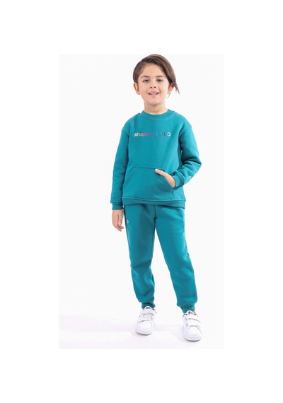 Toontoy Unisex Çocuk Baskılı Sweatshirt Petrol Mavi