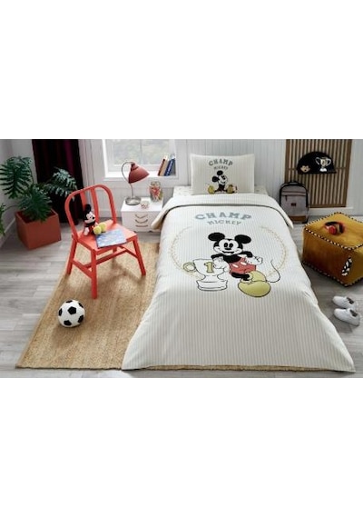 Özdilek Mickey Mouse Champ Tek Kişilik Disney Lisanslı Lastikli Çarşaf Çocuk Pike Takımı Çok Renkli