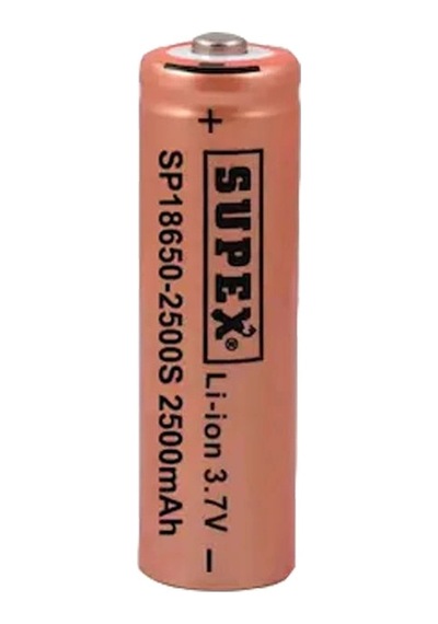 Supex 18650 2500s 3.7v 2500 Mah Başlı Li-ıon Pil Tekli Pil