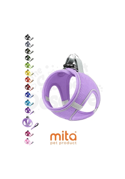 Mita Air Mesh Kedi Köpek Göğüs Tasması Çift Reflektörlü, Terletmeyen Lila