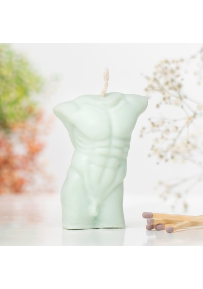 Men Body Temalı Vegan Soya Mum Yeşil