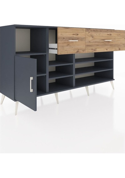 Hyperion Konsol 6 Raflı 2 Çekmeceli Tek Kapaklı 176x44x99 Antras Antrasit-antrasit/çam Hyperion Konsol 6 Raflı 2 Çekmeceli Tek Kapaklı 176x44x99 Antras Antrasit-antrasit/çam