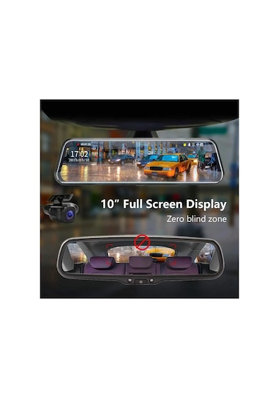 9.66 Inç Araç Dikiz Aynası Kamera Uyumlu 4k Full Hd Çift Lensli Geri Görüş Ve Yol Kayıt Siste