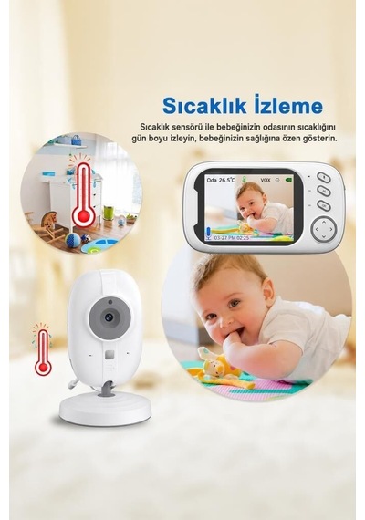 Özel Seri Ekran Gözlem Yatak Bebek Kamerası Telsiz Monitörlü Abm600 Beyaz