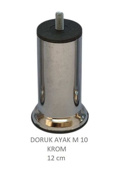Doruk Ayak, Cıvatalı Baza Koltuk Dolap Ayağı, Metal, Krom, M10, 12 Cm Krom