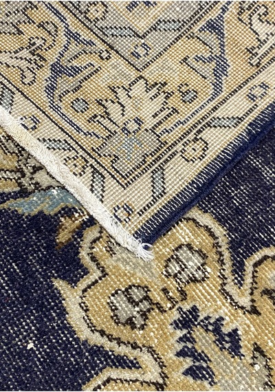 El Dokuması Vintage Halı Özel Tasarım Anadolu Koleksiyonu Doğal Halı Lacivert