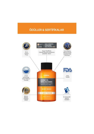Kundal Honey & Macadamia Baby Powder Yoğun Nemlendirici Vücut Yıkama Jeli 100 ML