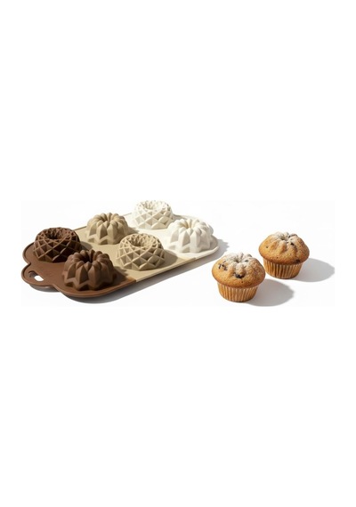 6 Bölmeli Silikon Muffin Ve Mini Kek Kalıbı - 3 Farklı Estetik Geometrik Desen, Yapışmaz Ve Esnek Pişirme Seti, M Diğer