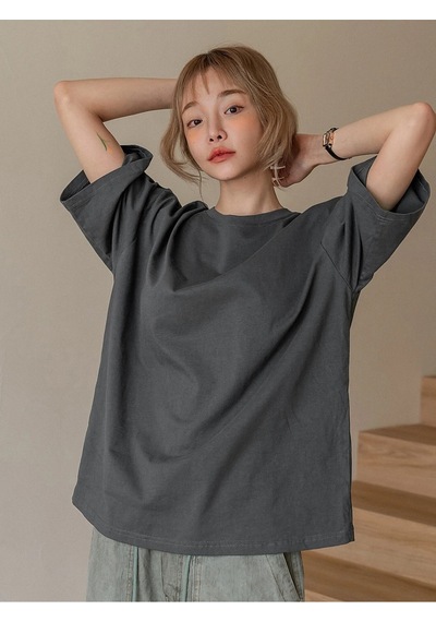 Flood Of Style Kadın Füme Fructification Baskılı Oversize T-shirt Gri