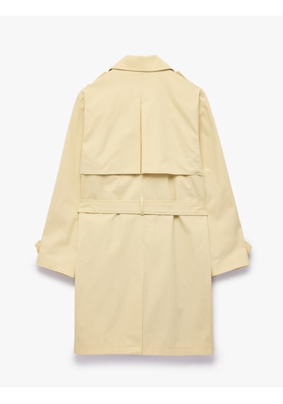 Koton Pamuklu Uzun Kollu Düğmeli Kruvaze Kemerli Oversize Gabardin Trençkot Bej 6sak00042ew Ekru