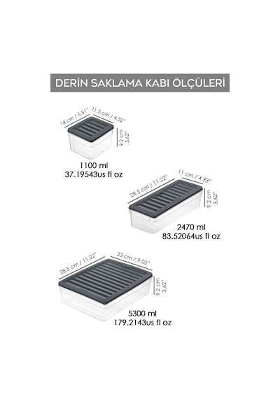 20'li Mikrodalga Uyumlu Organizer Set Düzenleyici Gıda Erzak Saklama Kabı Derin Ve Sığ Antrasit