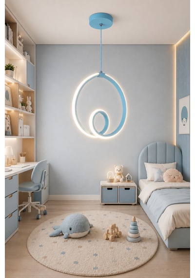 Ovira Led Sarkıt Avize Çocuk Odası Günışığı Açık Mavi