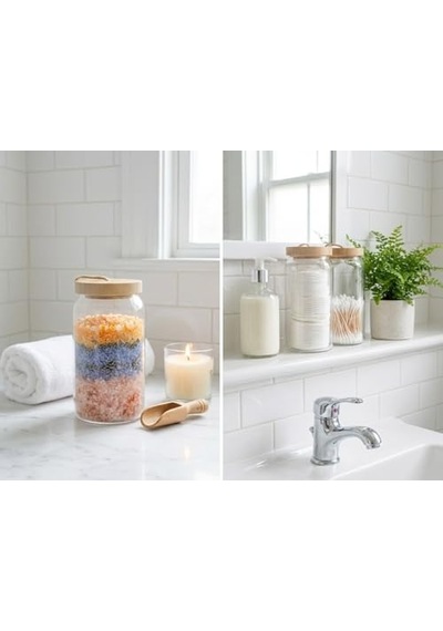 Bivium Bambu Kapaklı Hava Geçirmez Cam Kavanoz, Saklama Kabı, Makarna, Kuruyemiş, Bakliyat, Erzak Kavanozu 1 Adet, 1200 Ml 2.8 L