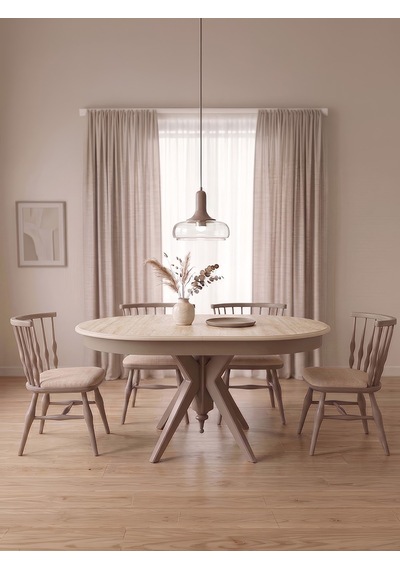 Vintera Traverten Açılır Oval Mutfak Masası 80x120
