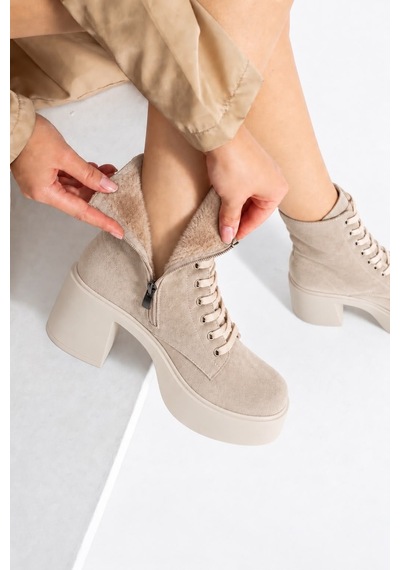 Dabab Shoes Melvıan Kadın Bej Lüks Süet Bağcıklı Fermuarlı İçi Kürklü 8 Cm Kalın Topuklu 3 Cm Platform Bot Bootie Bej Süet Dabab Shoes Melvıan Kadın Bej Lüks Süet Bağcıklı Fermuarlı İçi Kürklü 8 Cm Kalın Topuklu 3 Cm Platform Bot Bootie Bej Süet