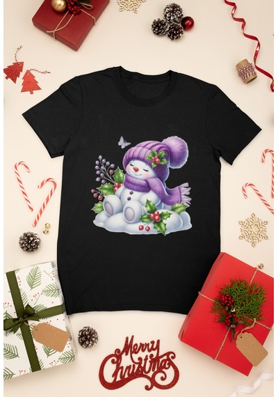 Stil X Yeni Yıl Baskılı Unısex Çocuk Tshırt, Chrıstmas Temalı, %100 Pamuklu Siyah-1