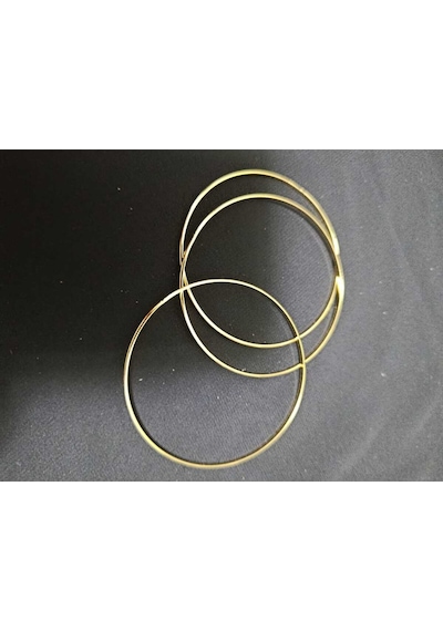 Kadın Gold Üçlü Halka Bilezik Seti - Minimalist Günlük Kullanım - 60 Mm-ajda 3 Lü Altın