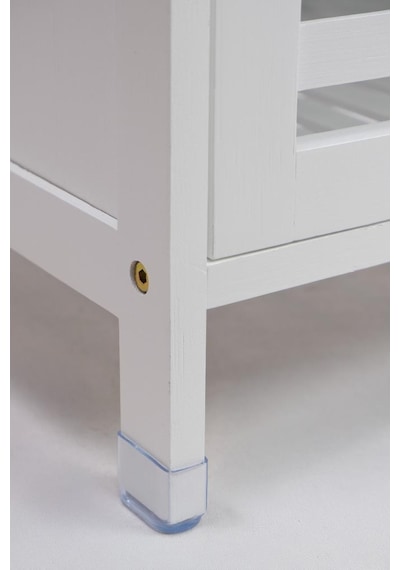 Digithome Bambu Beyaz Lake 1 Kapaklı 2 Raflı Banyo Düzenleyici Organizer Dik Dolap Db-0044 Beyaz