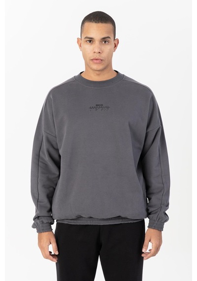 Maraton Sportswear Oversize Erkek Bisiklet Yaka Uzun Kol Basic Antrasit Sweatshirt 21822-antrasit