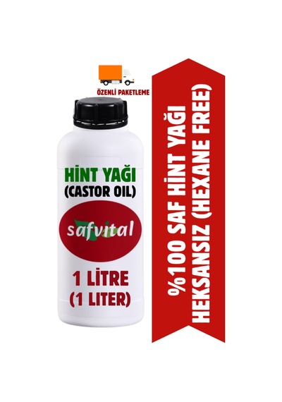 Safvital %100 Saf Katkısız Hint Yağı 1 Litre Castor Oil Hexan Free Heksansız Soğuk Pres Kalite 1 L