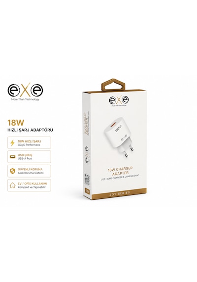 Exe 18w Hızlı Şarj Adaptörü Usb-a Ev Tipi Şarj Aleti 0