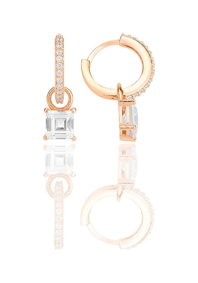 Söğütlü Silver Gümüş Rose Baget Kesim Zirkon Taşlı Halka Küpe Barcode Gold - Rose Gold - Rodyum