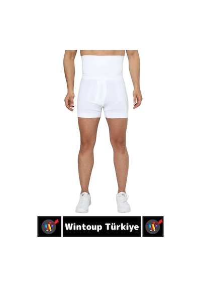 Özel Üretim Göbek Kalça Toparlayıcı Bel Düzleştirici Erkek Duble Boxer Korse Beyaz