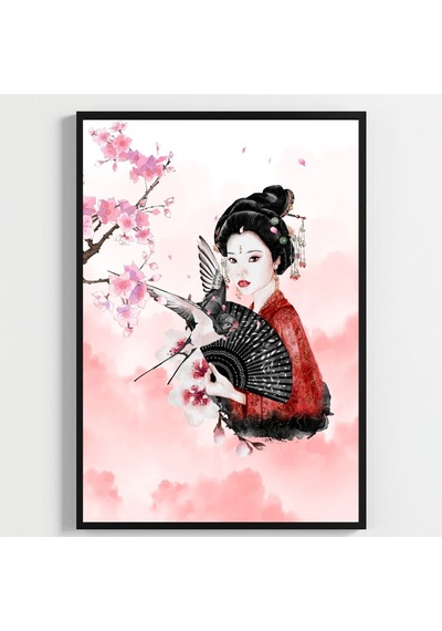 Besay Uzak Doğu Esintisi Salon Ve Ofis Duvar Dekorasyonu Japon Kültürü Pop Art Kadın Posteri 3'lü Set A2 Çerçevesiz